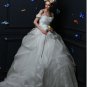 Medium Satin Ball Gown with Lace Embroidered V-Neck in White
