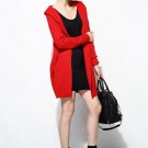 Large 100% Cashmere Hoodie Cardigan In Red