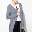 Medium 100% Cashmere Hoodie Cardigan In Grey