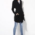 Medium 100% Cashmere Hoodie Cardigan In Black