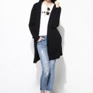Large 100% Cashmere Hoodie Cardigan In Black