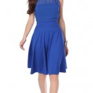 Large Blue Skater Dress with Halter Neck
