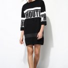 Street Style Letter Print Knit Dress - S/M