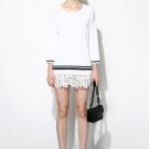Lace Bottom Stripes Dress - S