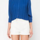 100% Silk Italy made Designer Pleats Blouse