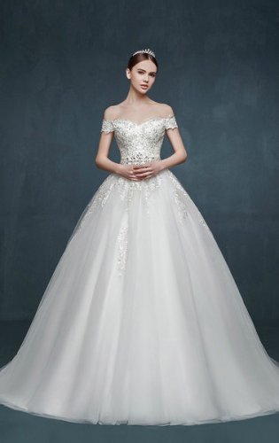 Blue Moon Off Shoulder Ball Gown - L