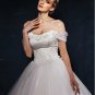 Off Shoulder Tulle Ball Gown with Lace-Up Back - XS