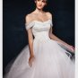 Off Shoulder Tulle Ball Gown with Lace-Up Back - XS