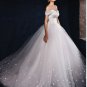 Off Shoulder Tulle Ball Gown with Lace-Up Back - L