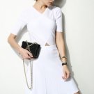 Cross Unique Cutting Knit Dress - L / White
