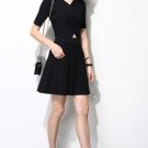Cross Unique Cutting Knit Dress - M / Black