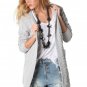 Gray Longline Cable Cardigan - S