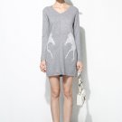 Double Horses Wool Dress - S / Grey