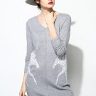 Double Horses Wool Dress - L / Grey