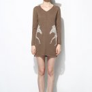 Double Horses Wool Dress - M / Beige