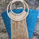 New Large Turquoise & Natural Beach Bag