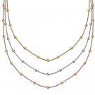 3-Strand Stationed Sparkle Necklace in Multi Color Sterling Silver