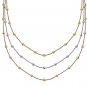 3-Strand Stationed Sparkle Necklace in Multi Color Sterling Silver