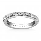Milgrained Round Cut Diamond Eternity Ring in 14K White Gold - Size 5