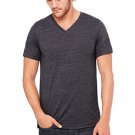 Men's Black Slub Short Sleeve V-Neck Tee
