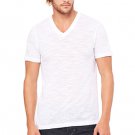 Men's White Slub Short Sleeve V-Neck Tee