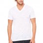 Men's White Slub Short Sleeve V-Neck Tee
