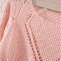 Solid Crochet Rhombus-Pattern Sweater Casual Round Neckline Top, coral, one size
