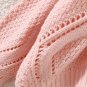 Solid Crochet Rhombus-Pattern Sweater Casual Round Neckline Top, coral, one size