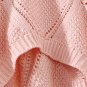 Solid Crochet Rhombus-Pattern Sweater Casual Round Neckline Top, coral, one size
