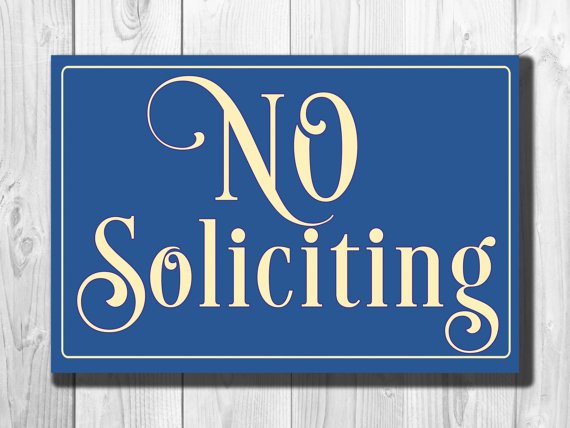 No Soliciting Sign - Classic style Aluminum Composite Metal No Soliciting Sign