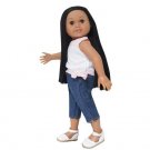 Doll Clothes AG 18" Jean Capri Pants Shirt White Made For American Girl Dolls