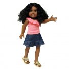 Doll Clothes Fit AG 18" Skirt Jean Blue Shirt Coral Made For American Girl Doll