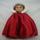 Doll Clothes AG 18" Red Cape Fur White Made To Fit Americans Girl Dolls
