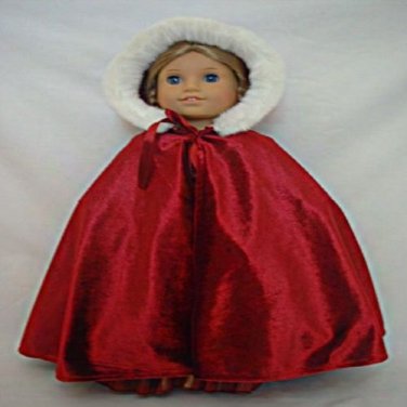 Doll Clothes AG 18" Red Cape Fur White Made To Fit Americans Girl Dolls