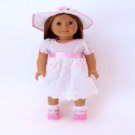 Doll Clothes AG 18" Dress White Eyelet Hat Made To Fit American Girl Dolls
