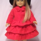 Doll Clothes AG 18" Dress Red Hat Black Made To Fit American Girl Dolls