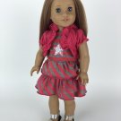 Doll Clothes AG 18" Dress Coral Grey Stripe Made To Fit American Girl Dolls
