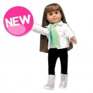 Doll Clothes Fit AG 18" Jacket Denim White Scarf Made For American Girl Dolls