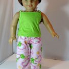 Doll Clothes AG 18" Pajamas Lime Green Frog Cloud Made American Girl Dolls