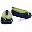 Doll Clothes AG 18" Shoes Navy Lime Satin Sophia Made To Fit American Girl Dolls