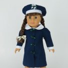 Doll Clothes AG 18" Dress Coat Hat Navy Nautical Made To Fit American Girl Doll