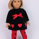 Doll Clothes AG 18" Dress Red Black Leggings Velvet Made For American Girl Dolls