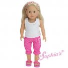Doll Clothes AG 18" Pants Capri Pink Top White Made To Fit American Girl Dolls