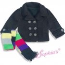 Sophia's® Black Peacoat & Knit Scarf  Made To Fit American Girl 18 Inch Dolls