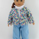 6-Piece Blue Floral Scrub Set Manufactured To Fit American Girl Dolls