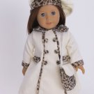 Cream Corduroy Coat, Hat, Purse With Leopard Trim Made To Fit AG 18 Inch Dolls