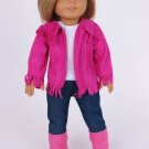 Doll Clothes AG 18" Western Skirt Hat Boots Suede Pink Made For American Girl