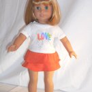 Doll Clothes AG 18" Skirt Orange Shirt Love Made To Fit American Girl Dolls
