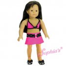 Doll Clothes AG 18" Bikini Pink Black Sophia Made For American Girl Dolls