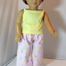 Doll Clothes AG 18" Pajamas Yellow Flowers Butterfly Made For American Girl Doll